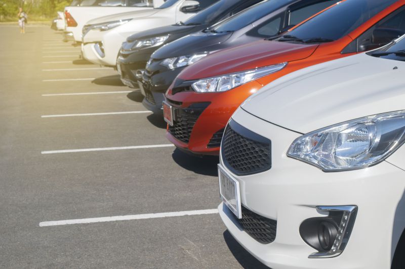 Some of our fleet of rental cars in the car park